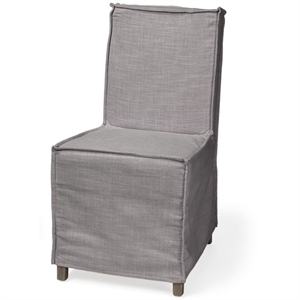 Maklaine Gray Fabric Slip-Cover Brown Wood Dining Chair (Set of 2)