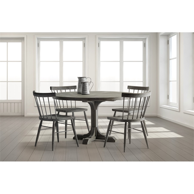 Maklaine Round Dining Table made with Brown Mango Wood (Set of 2)