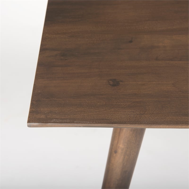 Maklaine Solid Wood and Metal Rectangular Dining Table in Brown