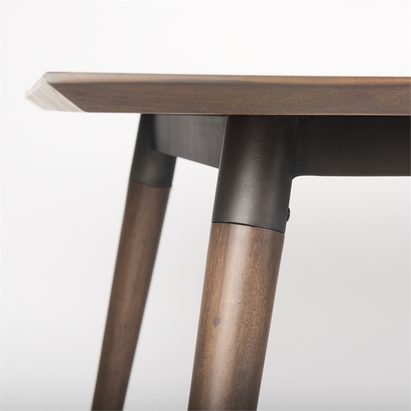 Maklaine Solid Wood and Metal Rectangular Dining Table in Brown