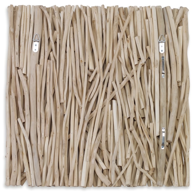 Maklaine Square Transitional Wood Wall Decor in Natural Finish