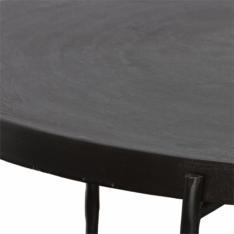 Maklaine Round Top Modern Aluminum Coffee Table in Black Finish