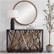 Maklaine Transitional Wood Console Table in Natural / Walnut Finish
