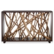 Maklaine Transitional Wood Console Table in Natural / Walnut Finish
