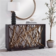 Maklaine Transitional Wood Console Table in Natural / Walnut Finish