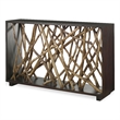 Maklaine Transitional Wood Console Table in Natural / Walnut Finish