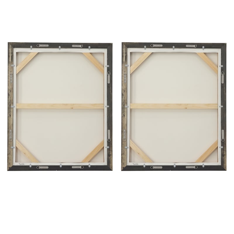 Maklaine Canvas Fabric Abstract Arts in Multi-Color (Set of 2)