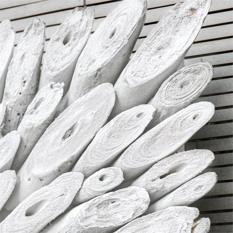 Maklaine Handcrafted Transitional Wood Wall Decor in White Washed