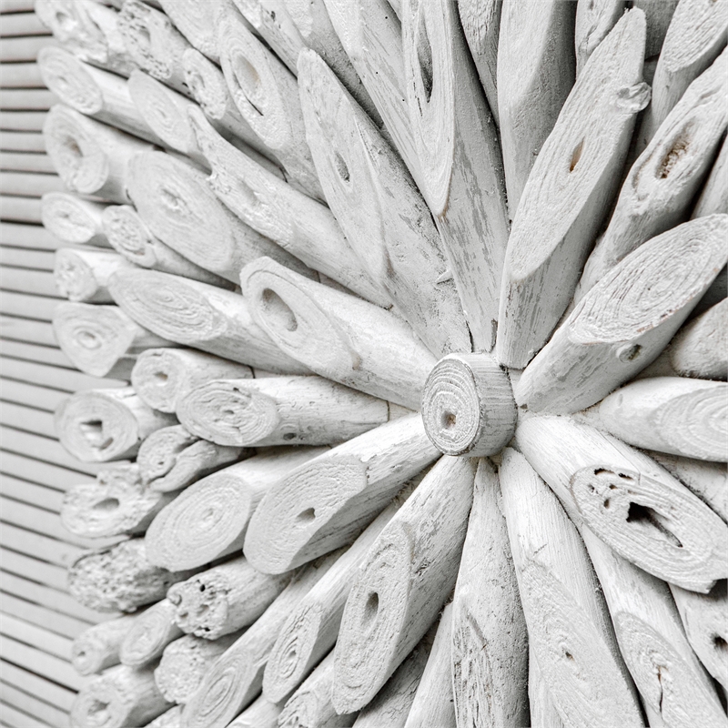 Maklaine Handcrafted Transitional Wood Wall Decor in White Washed