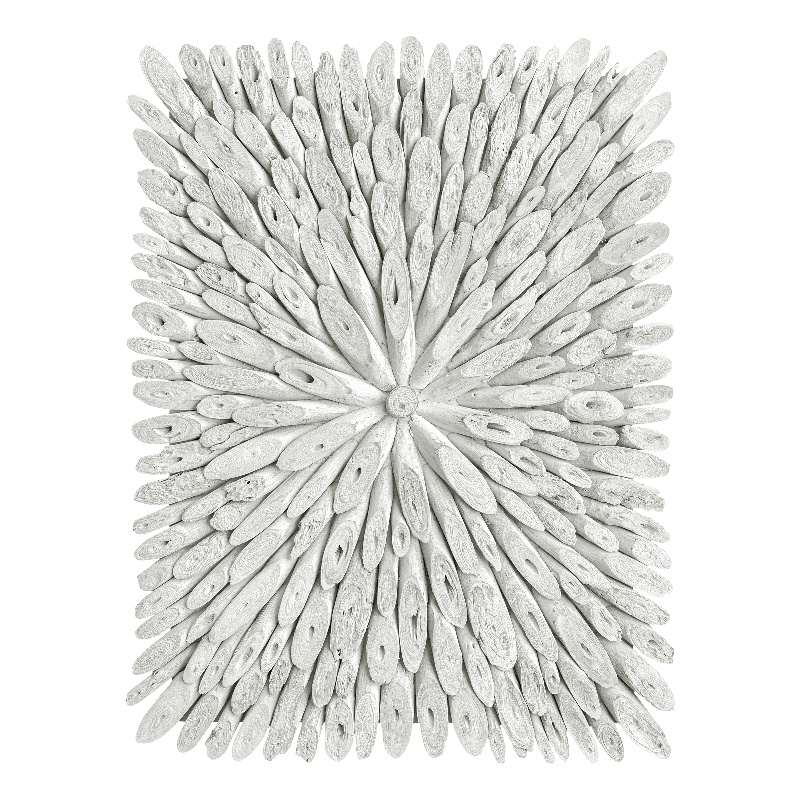 Maklaine Handcrafted Transitional Wood Wall Decor in White Washed