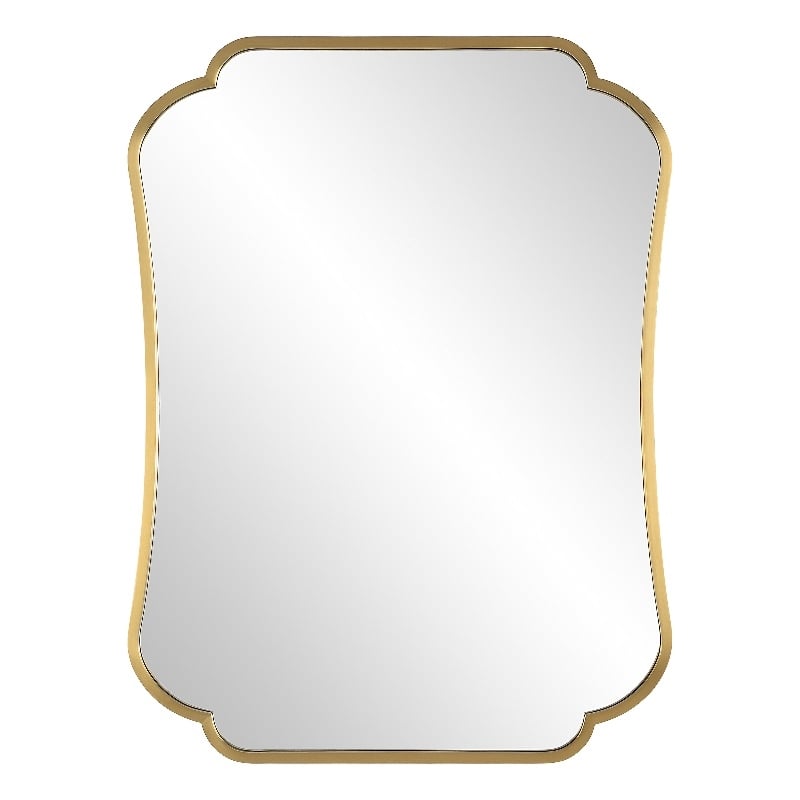Maklaine Curved Traditional Stainless Steel Mirror in Brushed Brass
