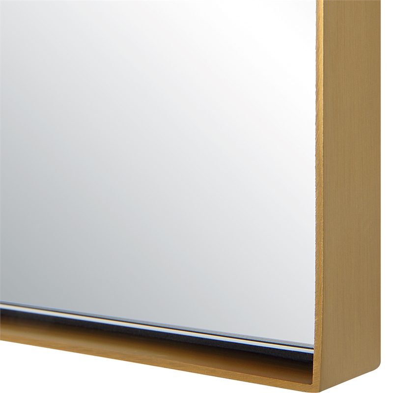 Maklaine Arch Floating Transitional Stainless Steel Mirror in Brass