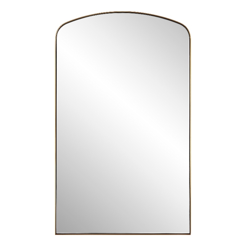 Maklaine Arch Floating Transitional Stainless Steel Mirror in Brass