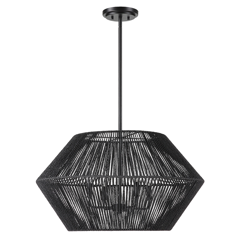 Maklaine Steel Matte Black Pendant Circular Adjustable 28