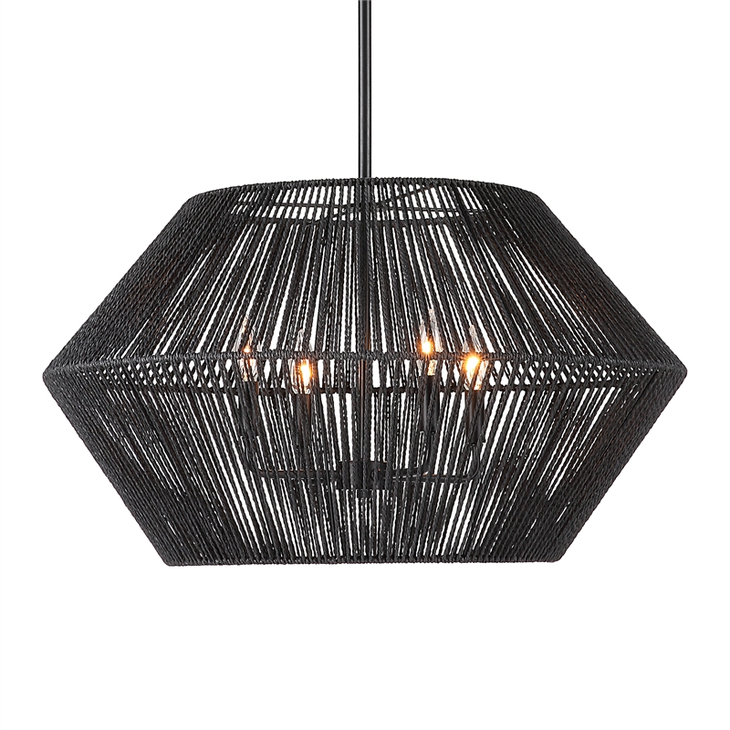 Maklaine Steel Matte Black Pendant Circular Adjustable 28