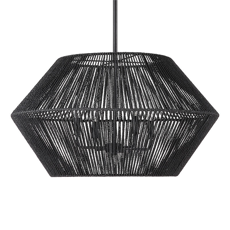 Maklaine Steel Matte Black Pendant Circular Adjustable 28