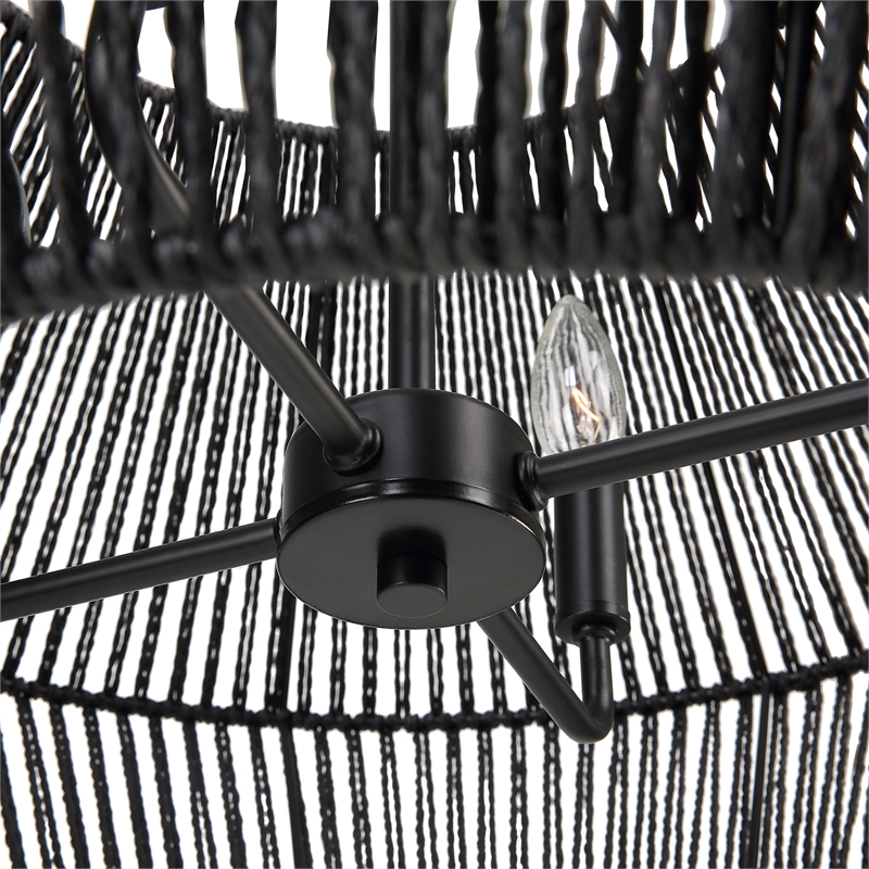 Maklaine Steel Matte Black Pendant Circular Adjustable 28