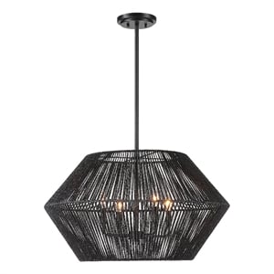 Maklaine Steel Matte Black Pendant Circular Adjustable 28&quot Unassembled