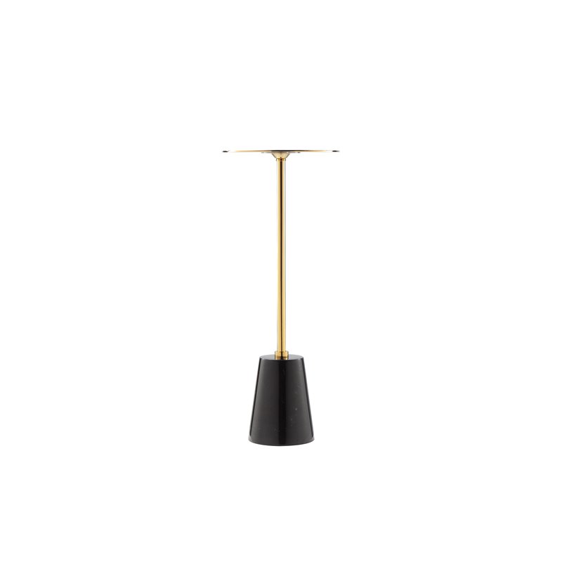 Maklaine Modern Genuine Marble & Steel Side Table in Black/Gold