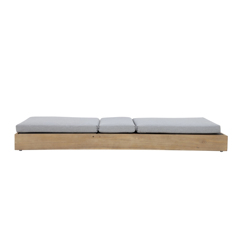 Maklaine Modern Style Acacia Wood Lounger in Gray/Natural Finish
