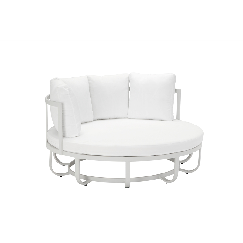 Maklaine Contemporary Upholstered Aluminium Daybed in White Finish