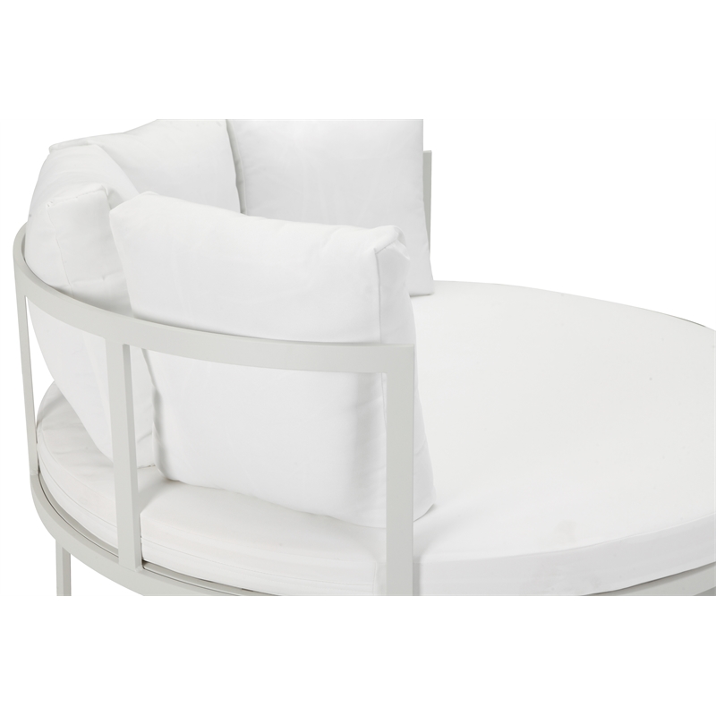 Maklaine Contemporary Upholstered Aluminium Daybed in White Finish