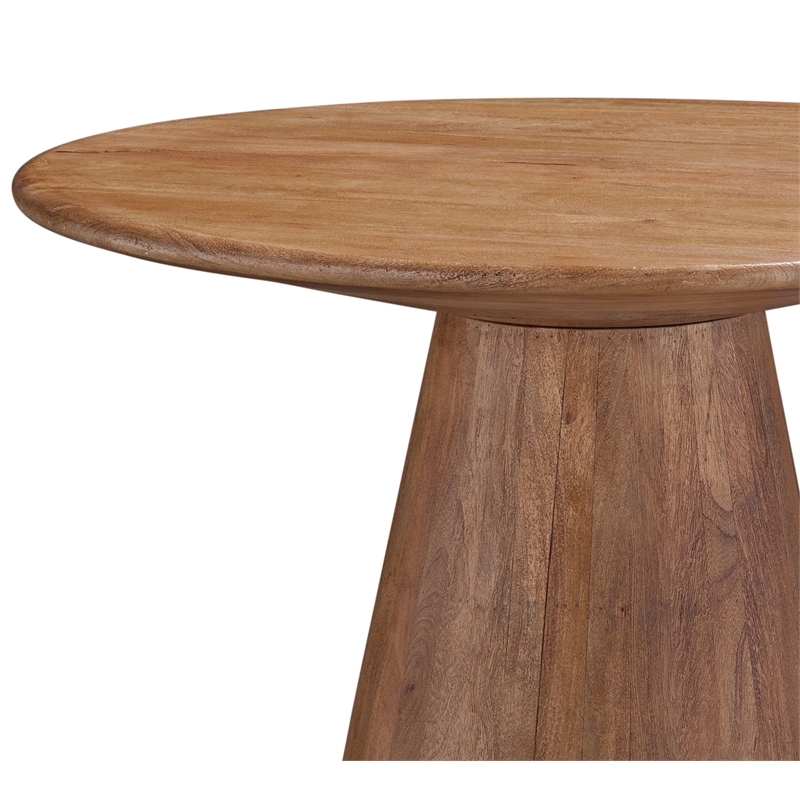 Maklaine Modern / Contemporary Brown Round Dining Table in Mango Wood and Resin