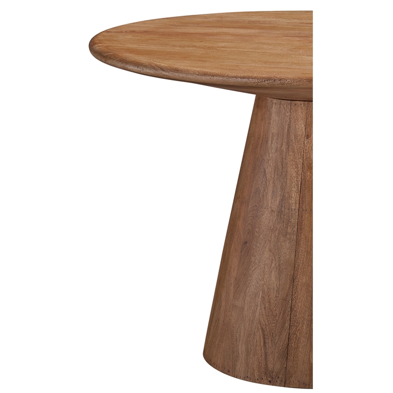 Maklaine Modern / Contemporary Brown Round Dining Table in Mango Wood and Resin