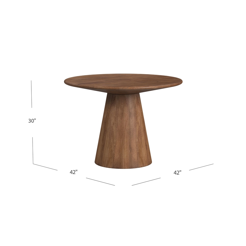 Maklaine Modern / Contemporary Brown Round Dining Table in Mango Wood and Resin