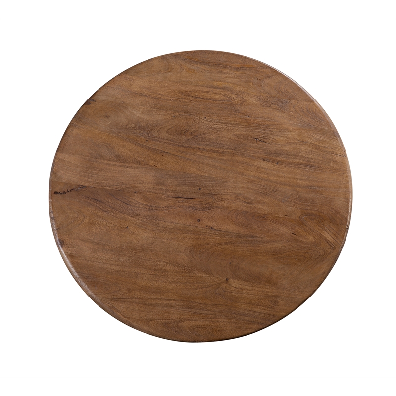 Maklaine Modern / Contemporary Brown Round Dining Table in Mango Wood and Resin