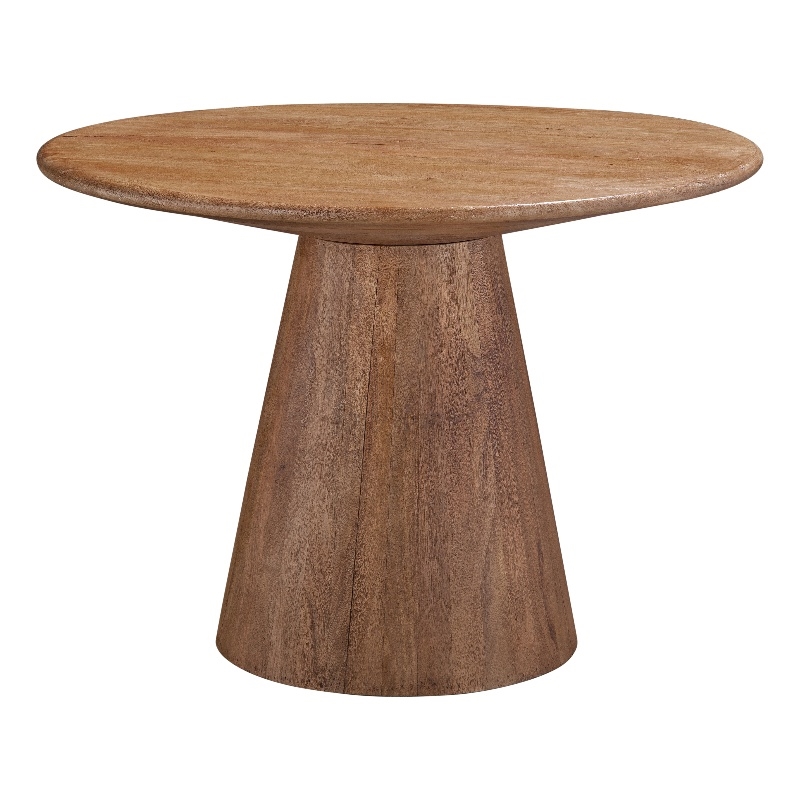 Maklaine Modern / Contemporary Brown Round Dining Table in Mango Wood and Resin