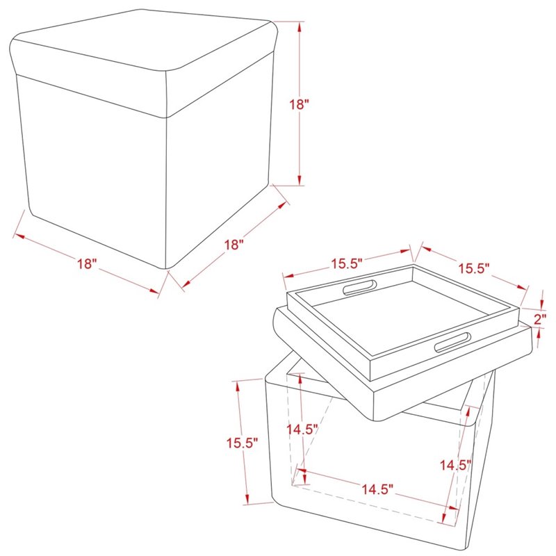 Maklaine Modern Faux Fur Fabric Cube Storage Ottoman in Blush Pink