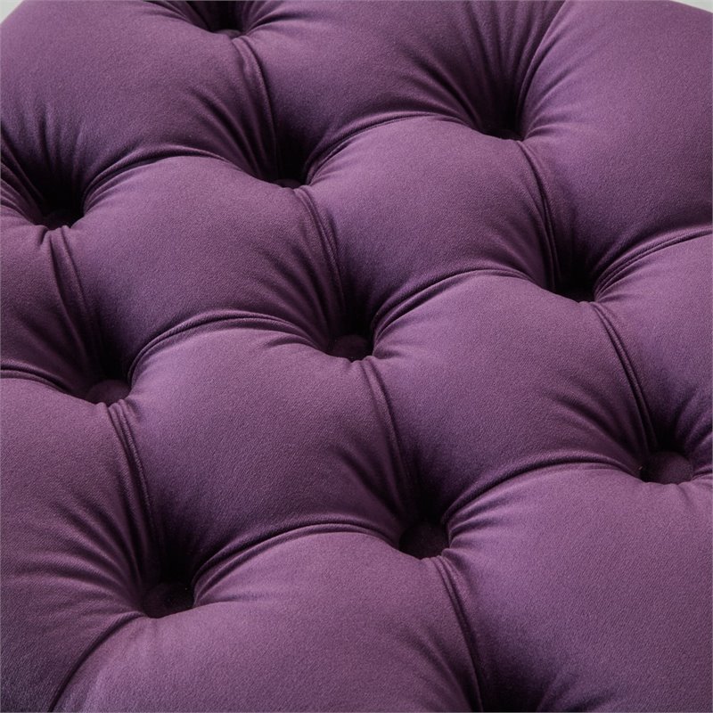 Maklaine Modern Velvet 1Pc Storage Ottoman in Purple/Chrome Finish