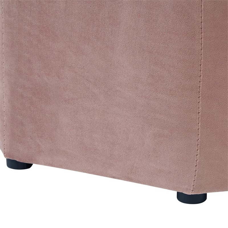 Maklaine Button Tufted Velvet Storage Ottoman in Blush Pink Finish