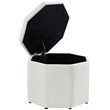 Maklaine Button Tufted Linen Fabric Storage Ottoman in Beige