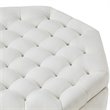 Maklaine Button Tufted Linen Fabric Storage Ottoman in Beige