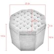 Maklaine Button Tufted Linen Fabric Storage Ottoman in Beige
