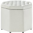 Maklaine Button Tufted Linen Fabric Storage Ottoman in Beige