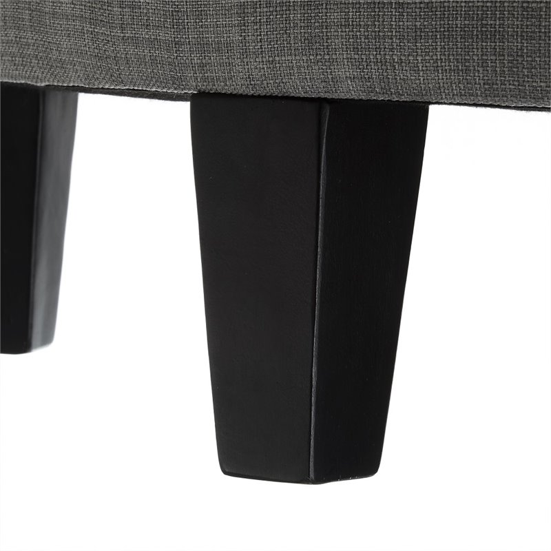 Maklaine Linen Fabric Half Moon Storage Ottoman in Light Gray
