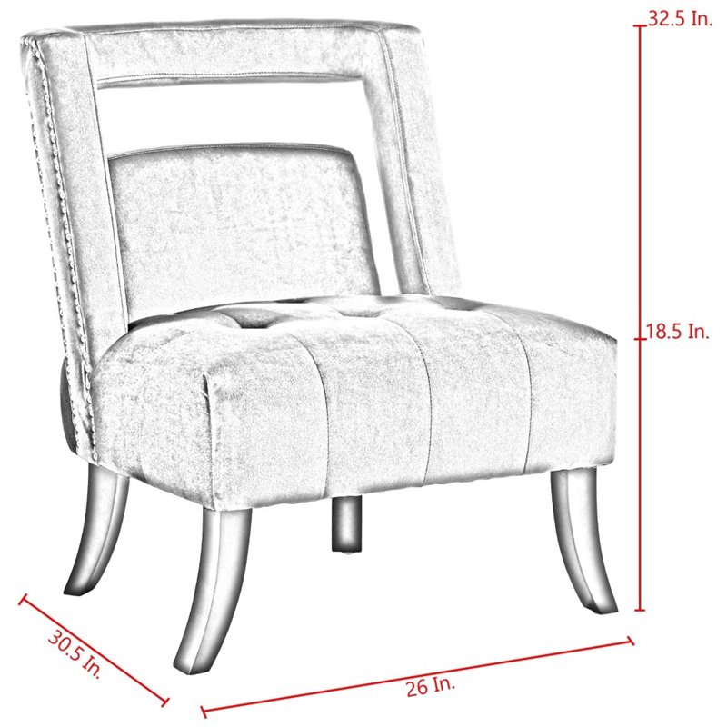 Maklaine Tufted Velvet Accent Chair with Nailhead Trim in Gray