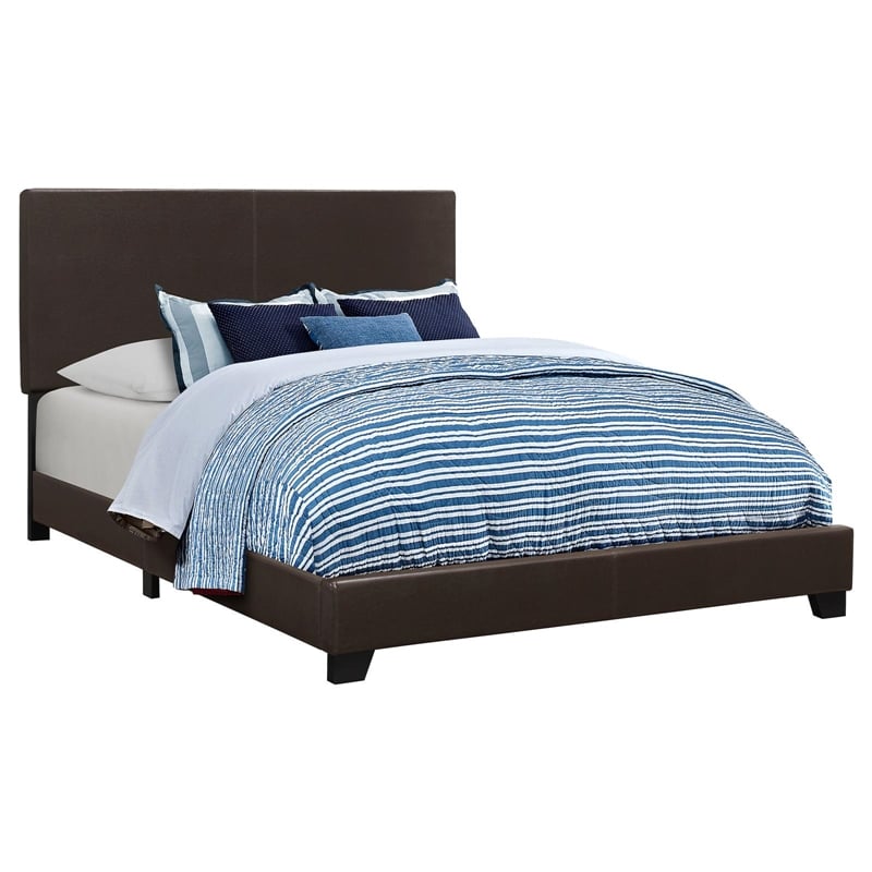 Maklaine Transitional Faux Leather Upholstered California King Bed Brown