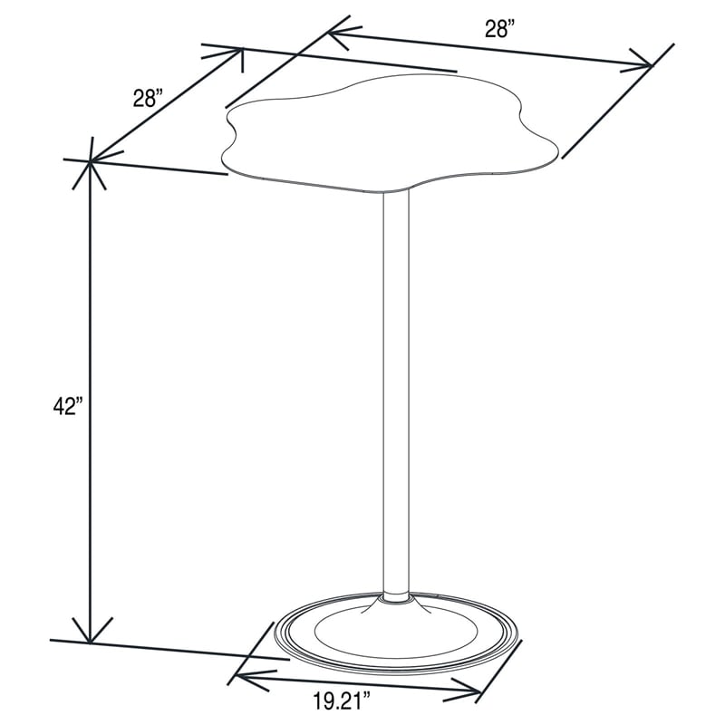 Maklaine Modern Metal Pedestal Cloud-Shaped Top Bar Table in Black