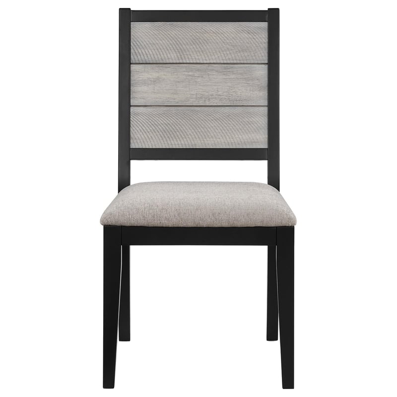 Maklaine Asian Hardwood Gray and Black Dining Table Set Rectangular Extension Leaf 78