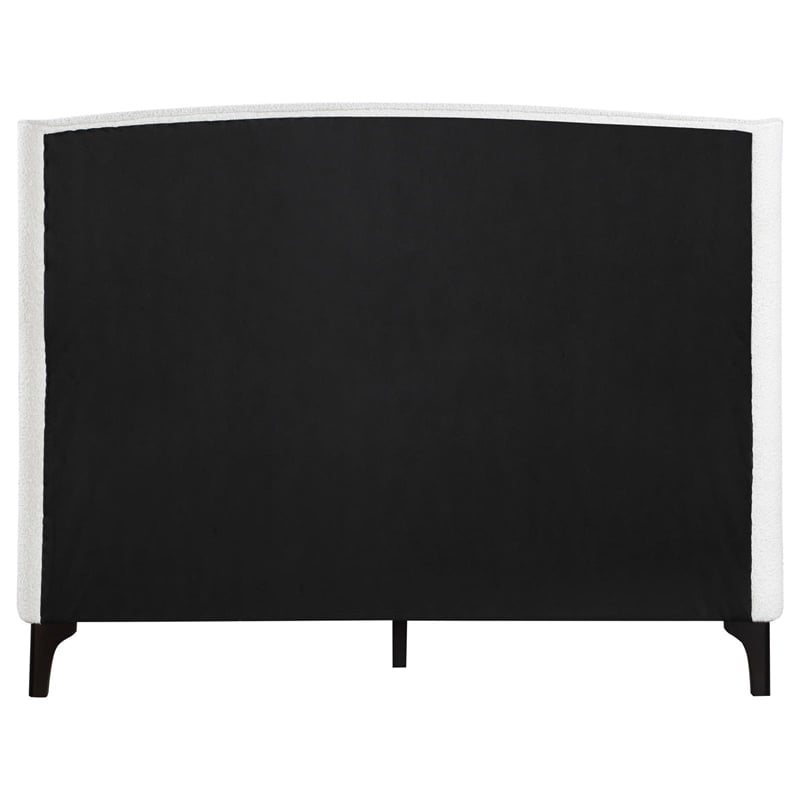 Maklaine Fabric Upholstered Curved Headboard Queen Bed in White