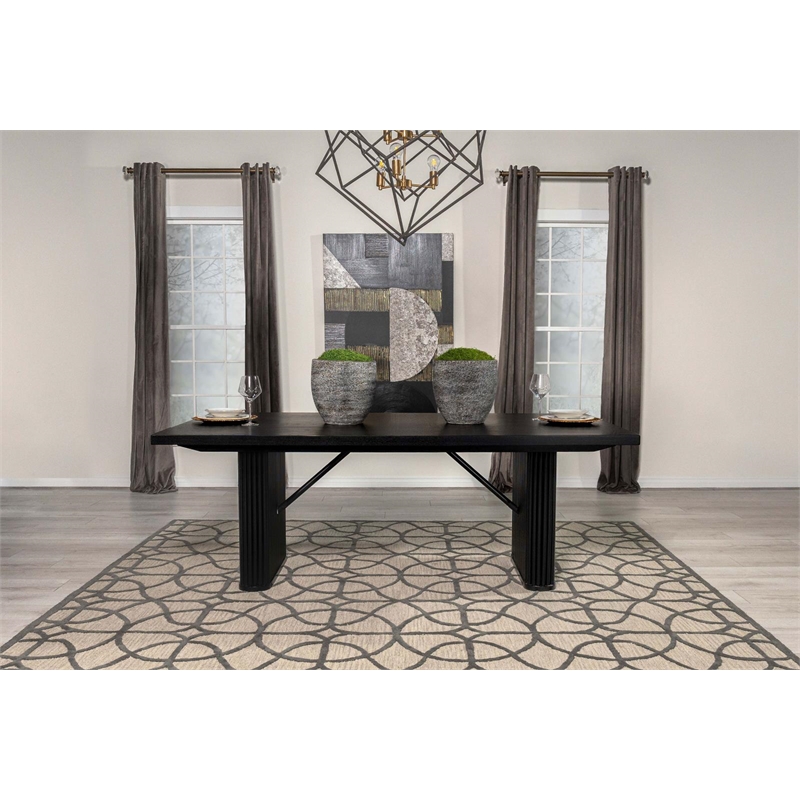 Maklaine Asian Hardwood Black Dining Table Rectangular 83.5