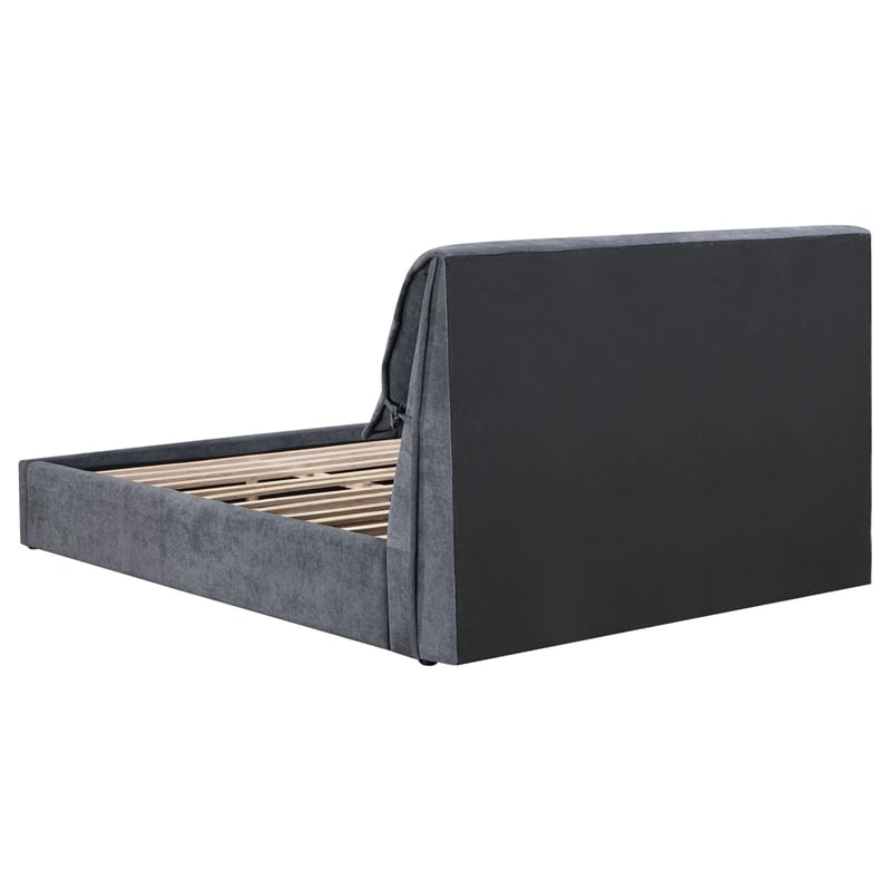 Maklaine Fabric Upholstered Pillow Headboard Eastern King Bed in Gray