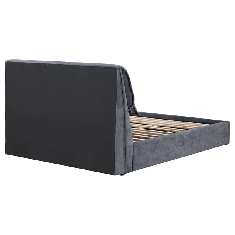 Maklaine Fabric Upholstered Pillow Headboard Eastern King Bed in Gray