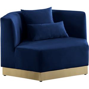 Maklaine Contemporary Velvet/Stainless Steel Chair in Brushed Gold/Navy