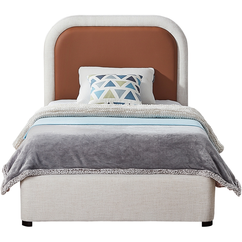 Maklaine Contemporary Fabric 45''H x 44''W x 81''D Brown Twin Bed