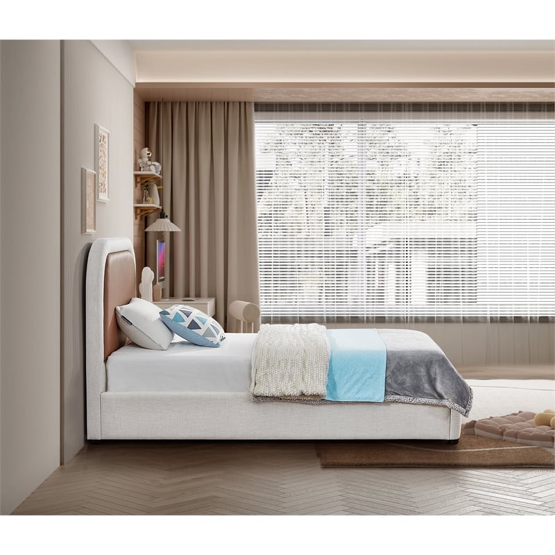 Maklaine Contemporary Fabric 45''H x 44''W x 81''D Brown Twin Bed